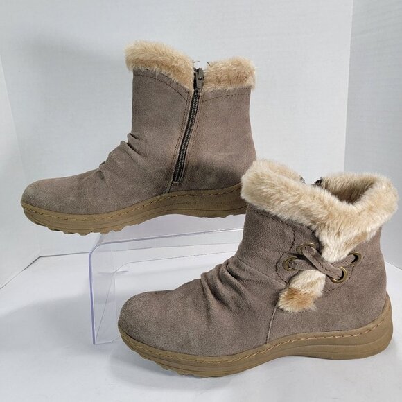 Bare Traps Womens 8.5 Tan‎ Leather Winter Snow Boots Stylish Classic Short - Picture 2 of 11